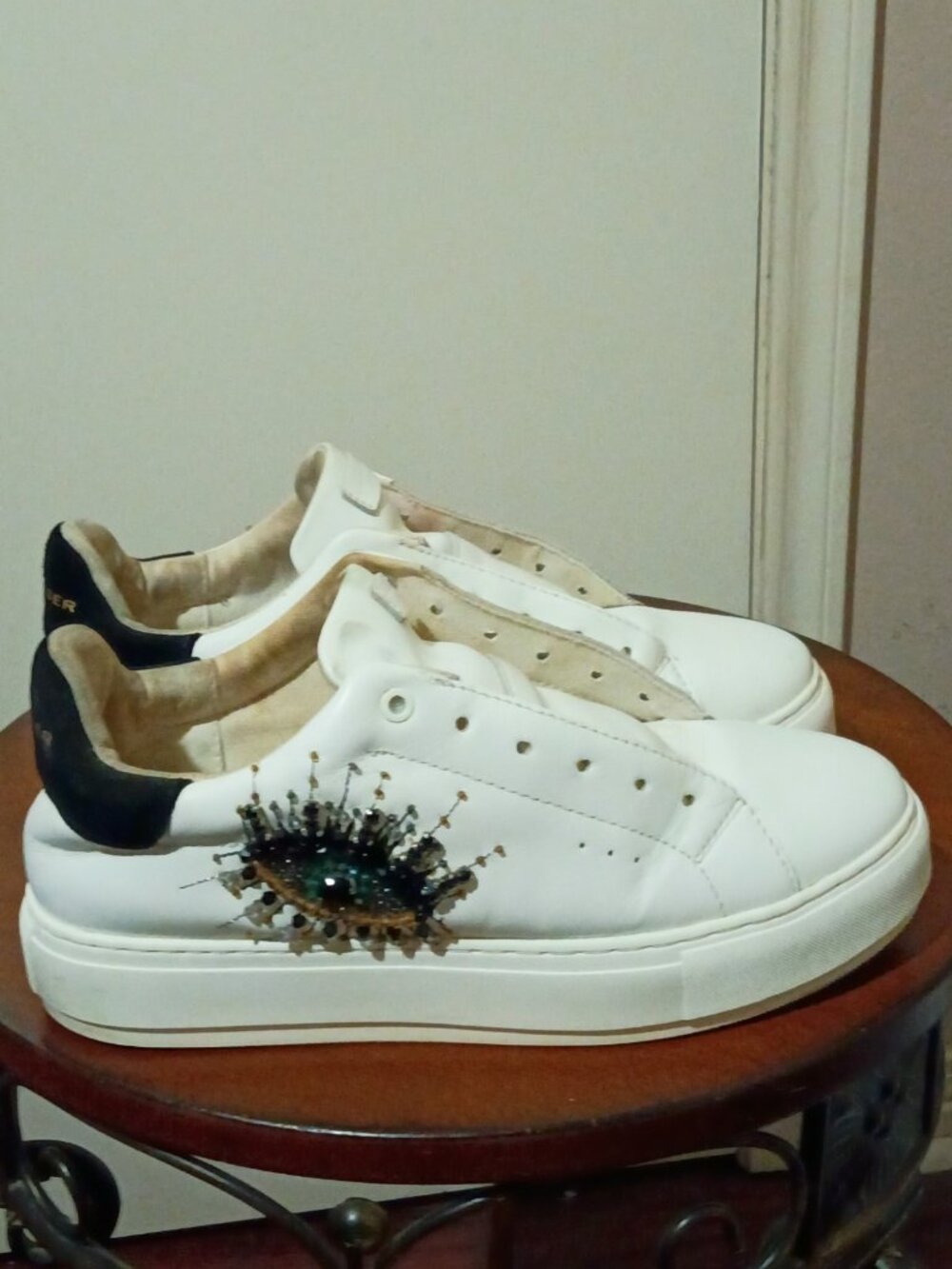 Women's Kurt Geiger Laney Evil Eye Ladies Leather Sneakers Size 10 (41) White